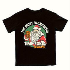 Beer Time Pattern Print Men's Short Sleeve T-shirt
