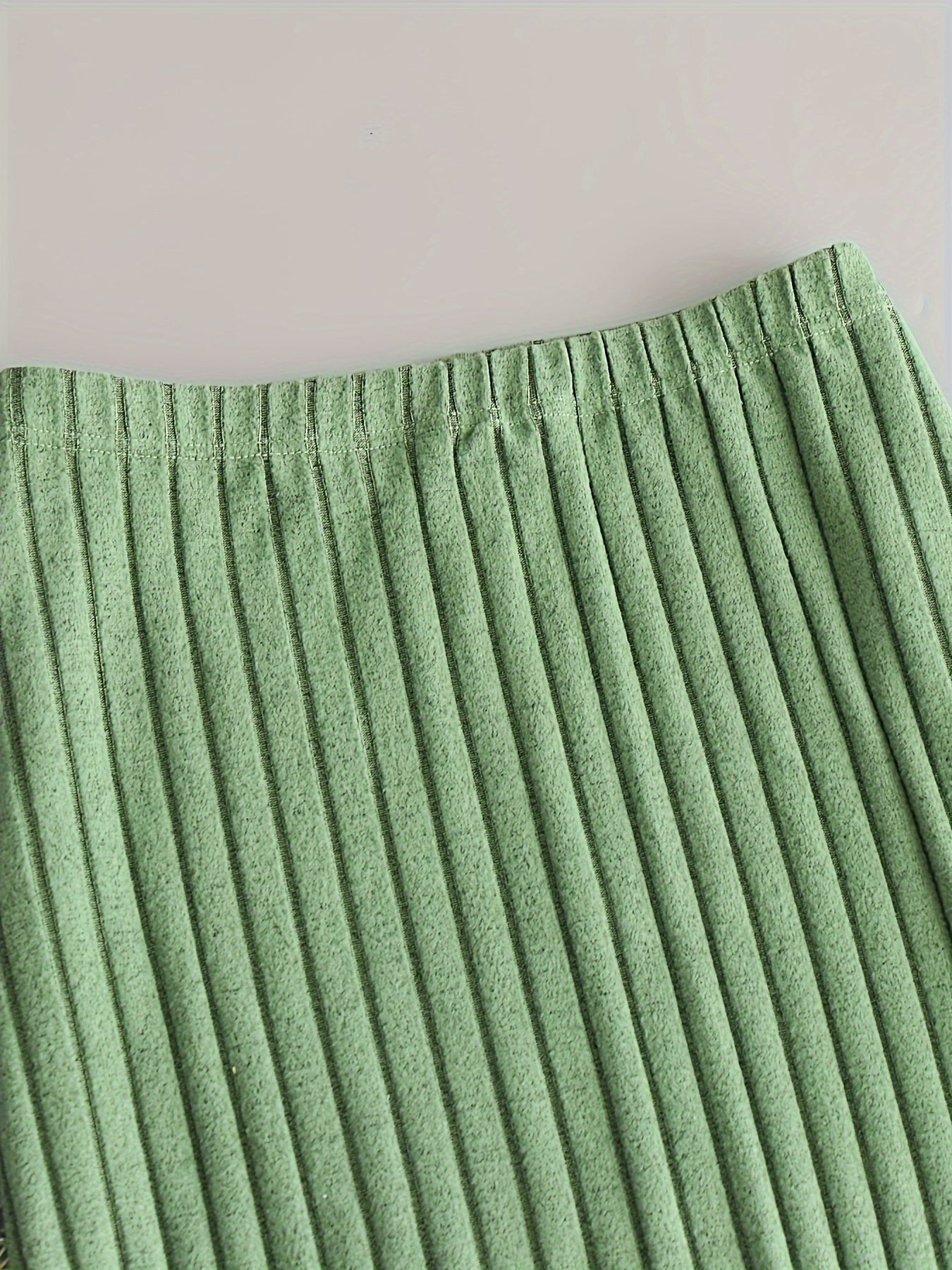  Solid Ribbed All Match Skirt