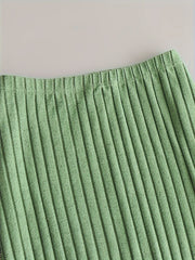  Solid Ribbed All Match Skirt