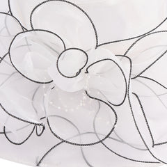 Women's Wide Brim Fedora Cap Mesh Sun Hat Leaf Flower Bridal Wedding Hat