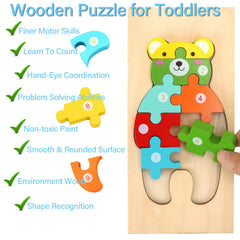 Wooden Montessori Animal Shape Puzzles Toy for Toddlers