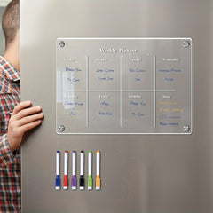 Clear Magnetic Acrylic Weekly Planner - Rewritable Fridge Magnet