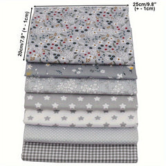 7pcs Gray Series Fabric for Doll Needlework DIY Sewing Quilting Material