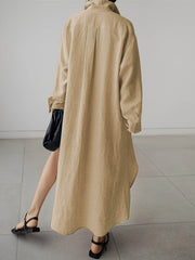  Button Up Long Sleeve Maxi Shirt Dress