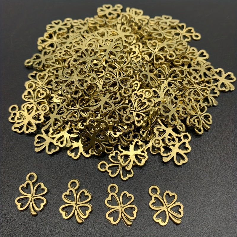 30pcs Alloy Bead Caps Clover Shape Pendant Charms for Jewelry Making