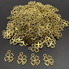 30pcs Alloy Bead Caps Clover Shape Pendant Charms for Jewelry Making
