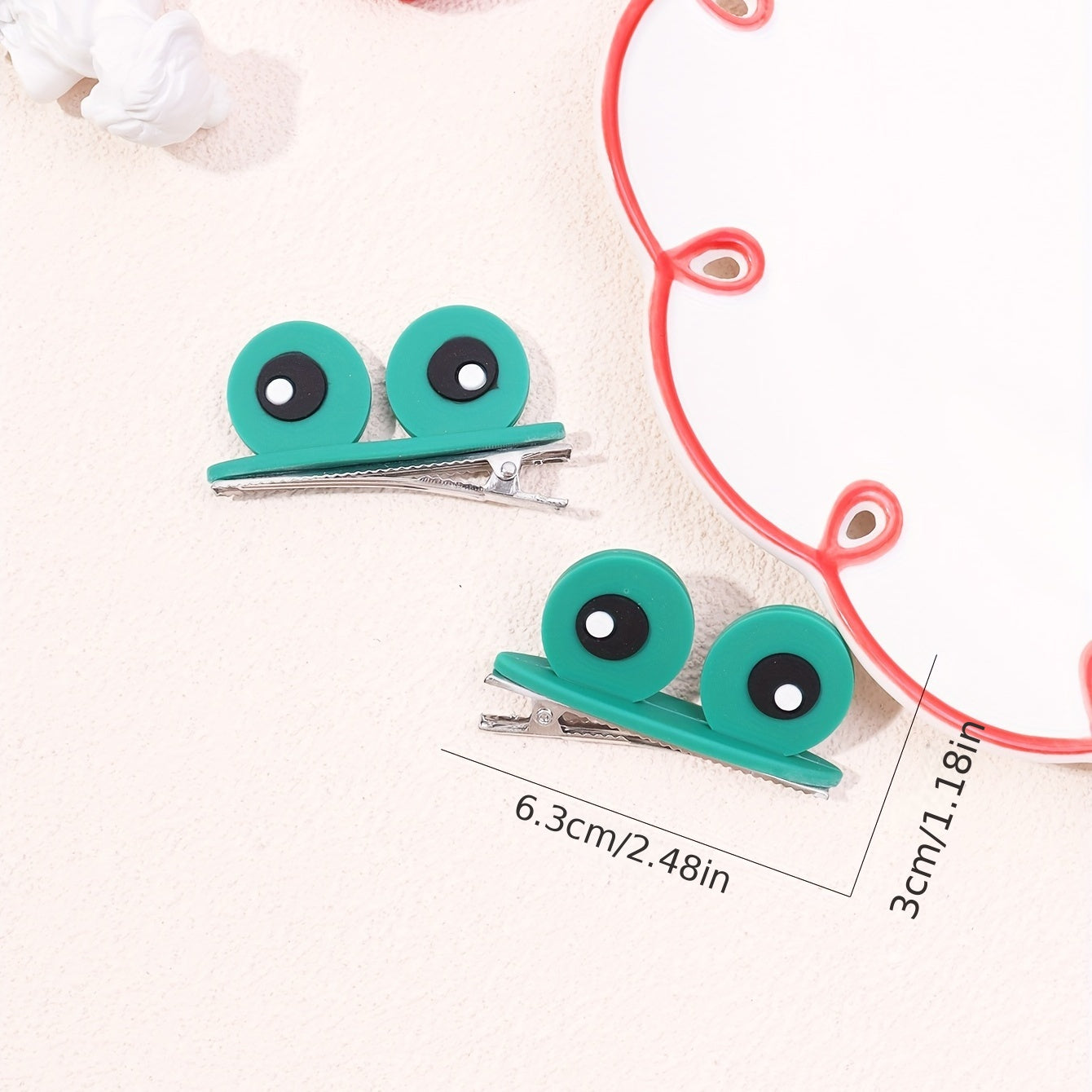 2pcs Cartoon Flog Eyes Decor Hair Clip for Girls