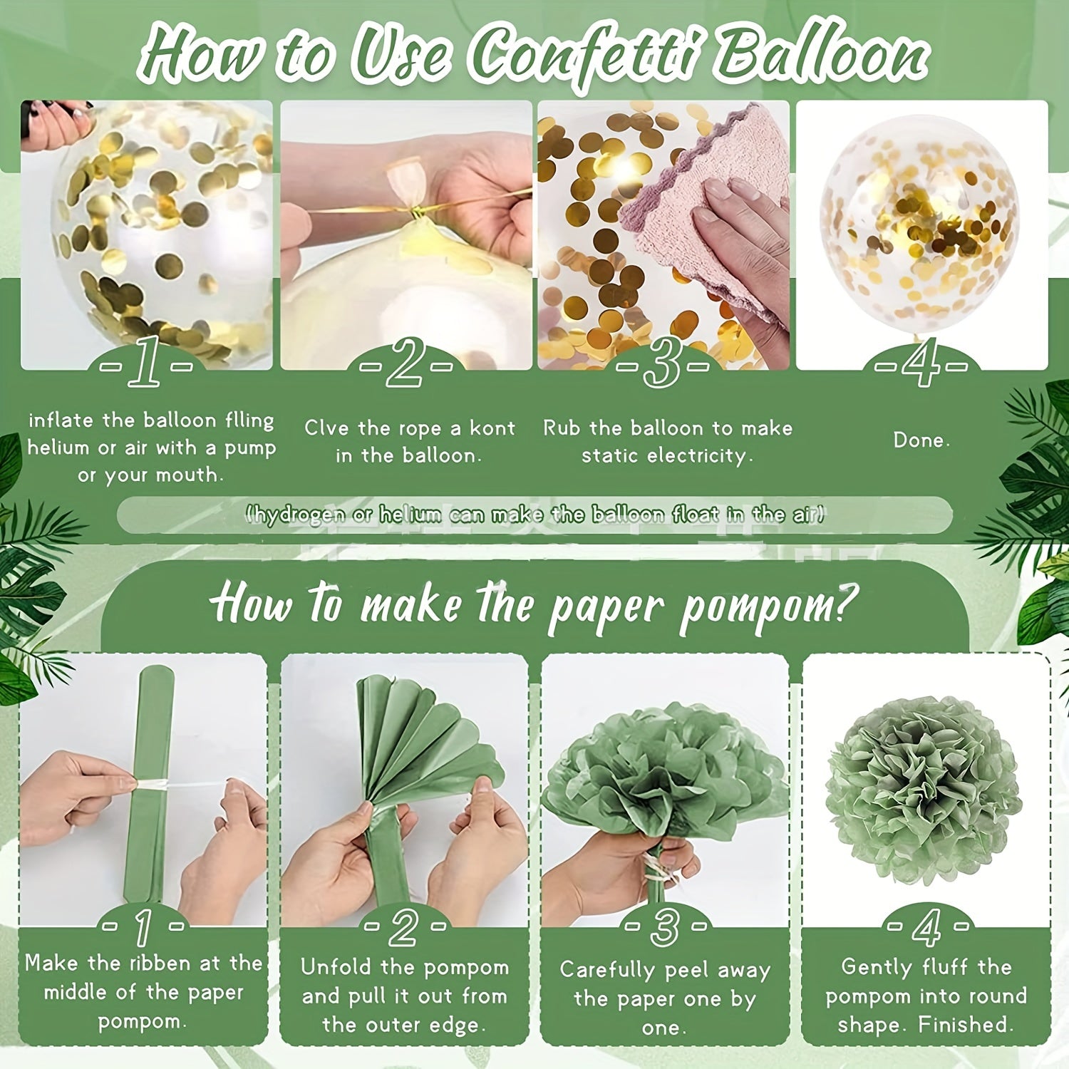 Happy Birthday Balloon Arch Garland Green Golden Confetti Latex Aluminum Foil St