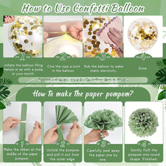 Happy Birthday Balloon Arch Garland Green Golden Confetti Latex Aluminum Foil St