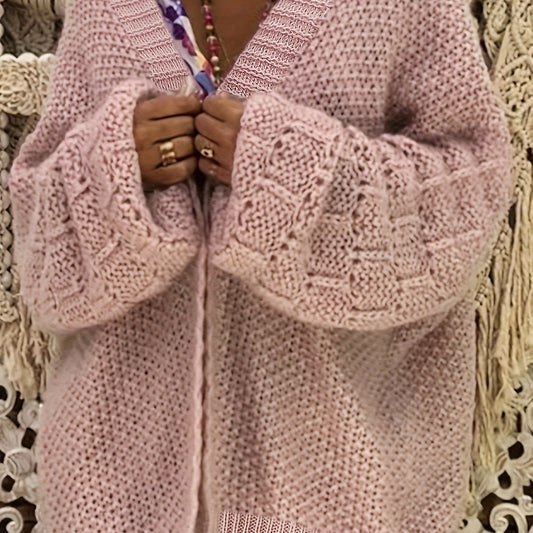  Open Front Chunky Knit Cardigan