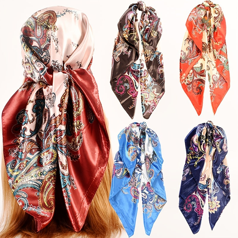 Vintage Silk Scarf Thin Satin Large Shawl Head Wrap