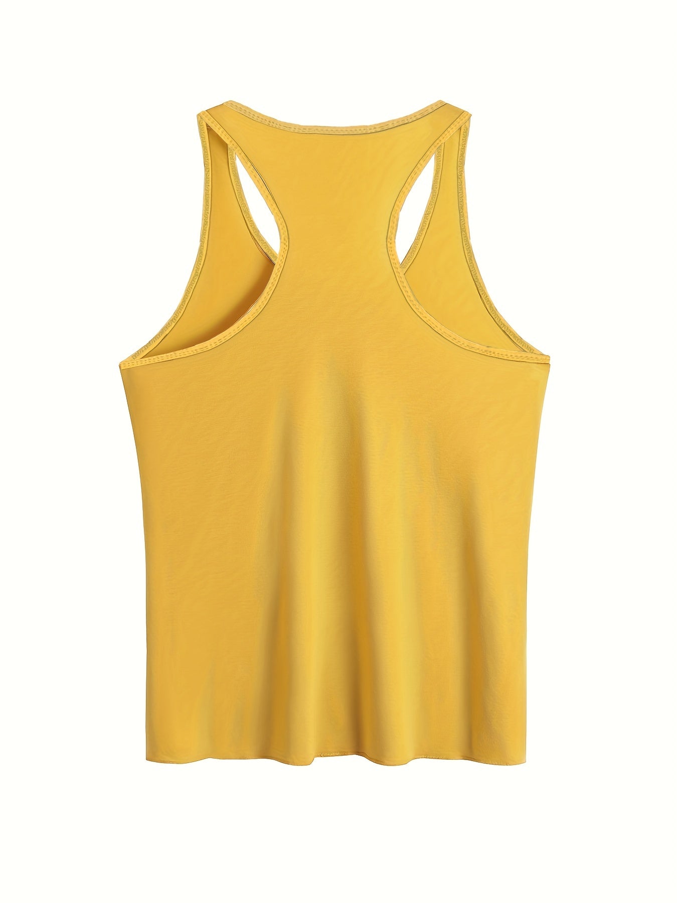  Art Letter Print Tank Top Round Neck Stretch Vest