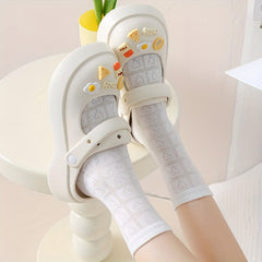 4 Pairs Heart Striped Socks Comfy & Breathable Women's Stockings
