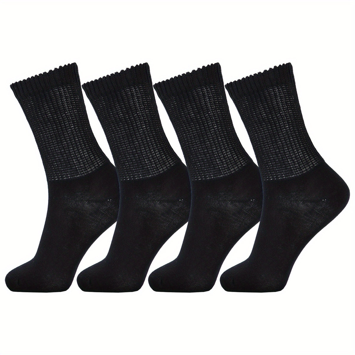 4 Pairs Bamboo Diabetic Neuropathy Socks Non Binding Loose Top & Seamless Toe