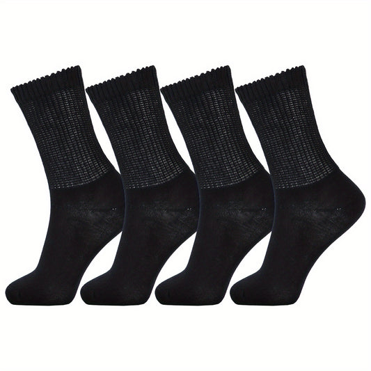 4 Pairs Bamboo Diabetic Neuropathy Socks Non Binding Loose Top & Seamless Toe