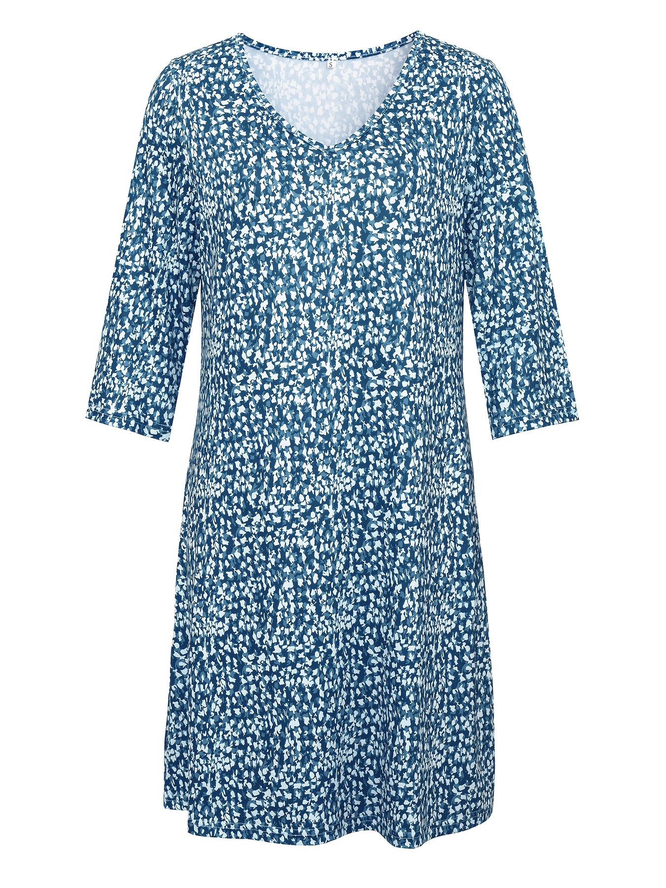  Boho Dress Women's Allover Print V Neck Slight Stretch Mini Dress