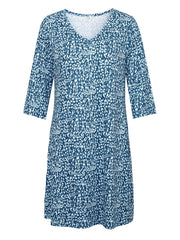  Boho Dress Women's Allover Print V Neck Slight Stretch Mini Dress