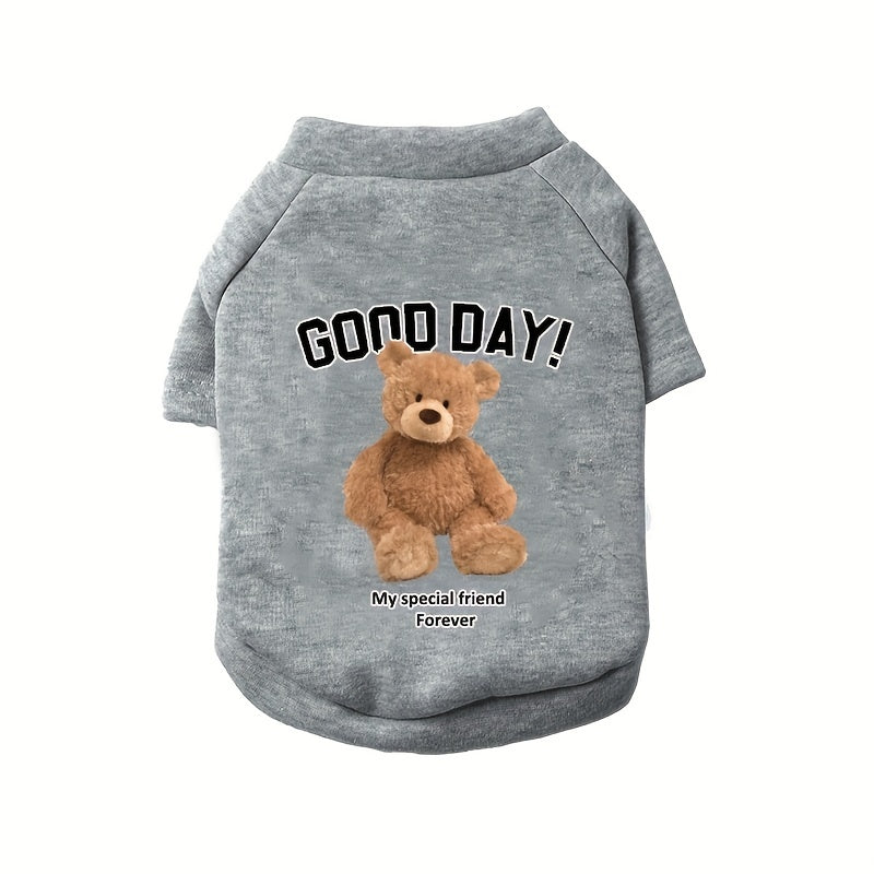 Bear Graphic Pet Crew Neck Sweater For Autumn And Winter
