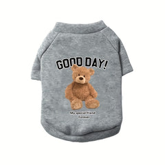 Bear Graphic Pet Crew Neck Sweater For Autumn And Winter