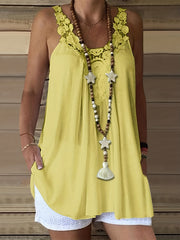  Casual Lace Round Neck Tank Top