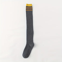 5 Pairs Striped Thigh High Socks Women's Stockings