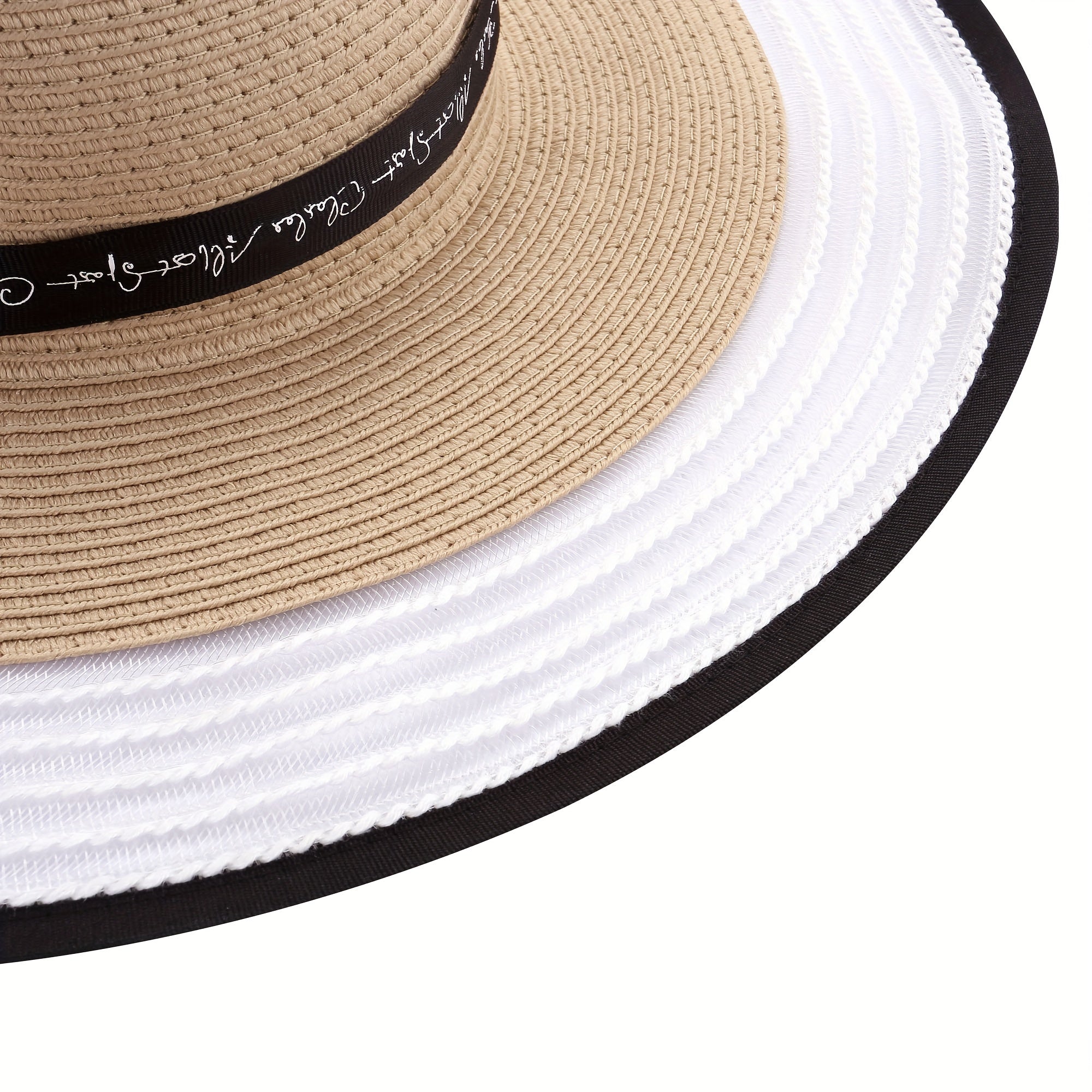 Foldable Sun Protection Hat with Mesh Edge Ribbon