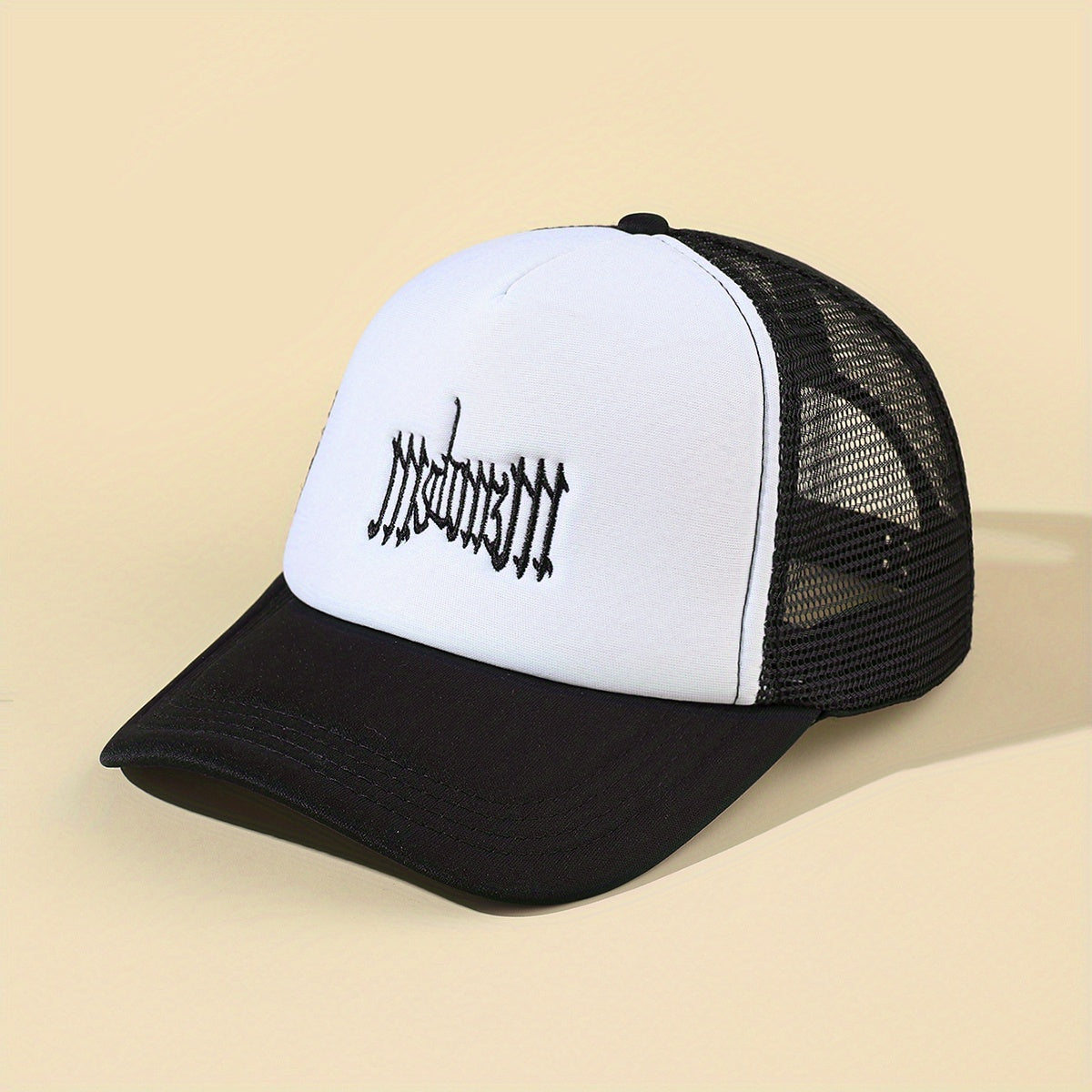 Gothic Embroidery Trucker Hat Couple Baseball Cap Unisex Hip Hop Adjustabl
