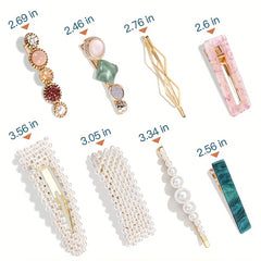 Faux Pearl Acrylic Aci Hair Clip Set for Women