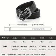 Men's Leather Belt Automatic Buckle Hollow Out Weaving Leather Micro Adjustable