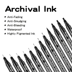 12pcs Waterproof Ink Fineliner Pens Set for Art Sketching Watercolor Multiliner