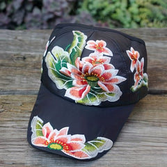 Lotus Embroidery Boho Baseball Cap Cotton Sun Hat