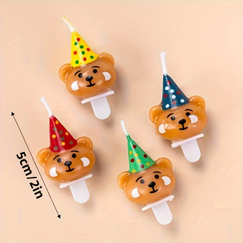 4pcs Bear Head Birthday Candles for Parties, Christmas, Theme Decor