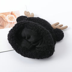 Women's Beanie Antlers Fur Hat Warm Breathable Winter Hat