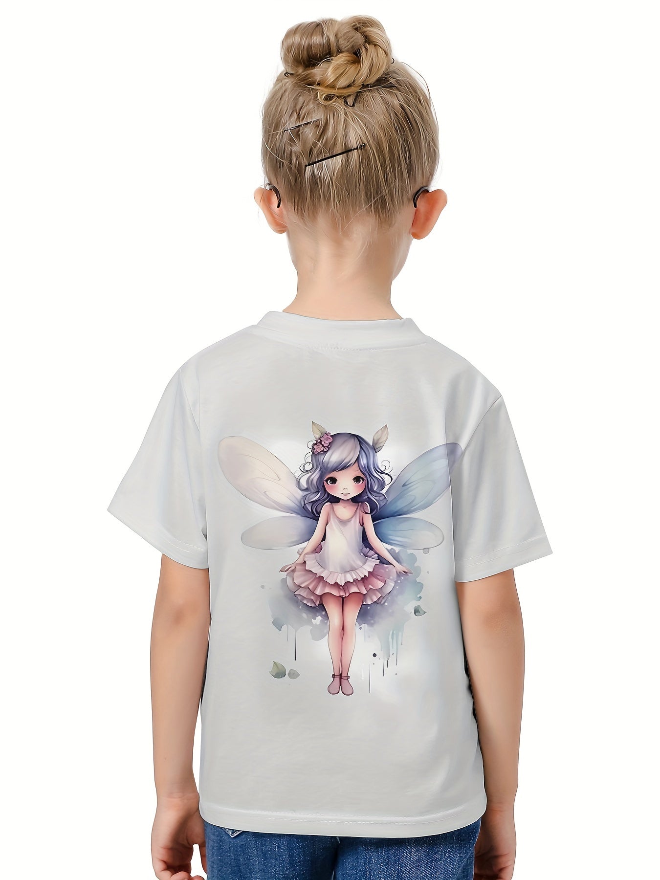 3D Fairy Graphic Crew Neck T shirt Girls Casual Summer Top