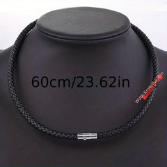 Braided Leather Cord Necklace with Magnet Clasp