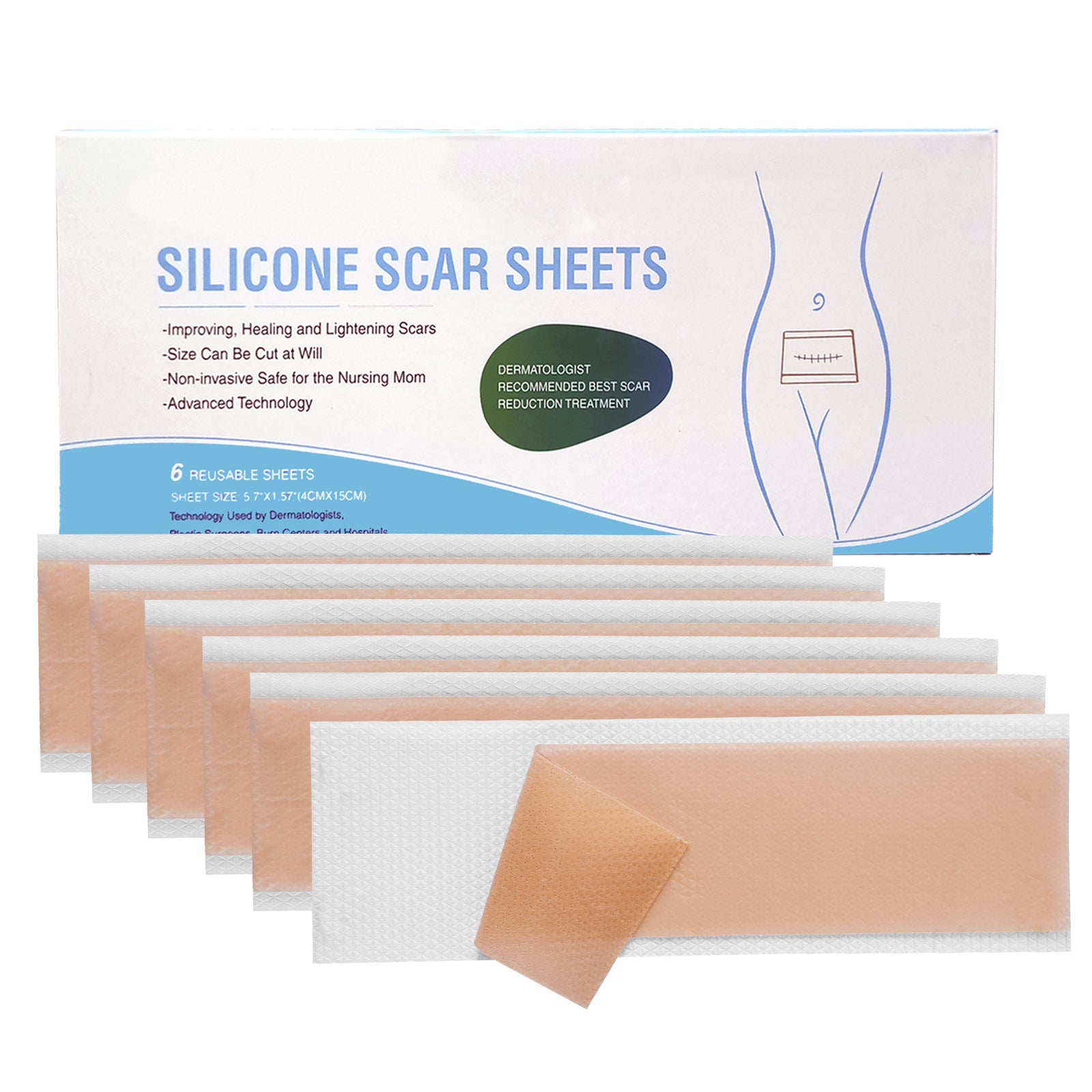 Silicone Scar Sheets 6 Pcs for Old & New Scars