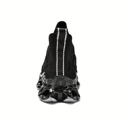 Men's High Top Woven Knit Sneakers, Soft Sole, Non Slip Shoes