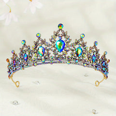 Red Crystal Queen Crown Wedding Tiara For Bride Birthday Quinceanera