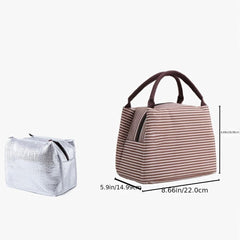 Striped Pattern Insulated Lunch Bag Leak Proof 8.66x5.9x6.69in