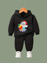 Christmas Bunny Print Hoodies Pants Set For Girls Boys