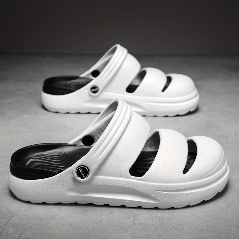 Solid Closed Toe Sports Sandals Non Slip Hole Slippers