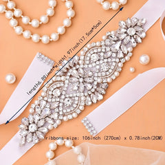 Crystal Bridal Belt Sash with Rhinestones for Upscale Gowns