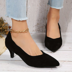 Women's Kitten Heels Slip On Work Pumps