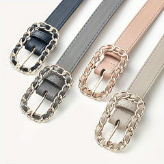 Metal Ring Braided Buckle Belt Vintage Solid Jeans Belts