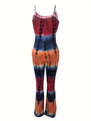 Tie Dye Block Cami Jumpsuit Sleeveless Summer Women's Clothing