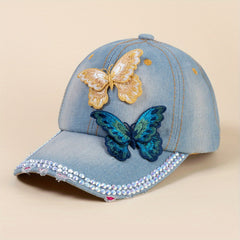 Vintage Butterfly Baseball Cap Washed Distressed Sun Hat