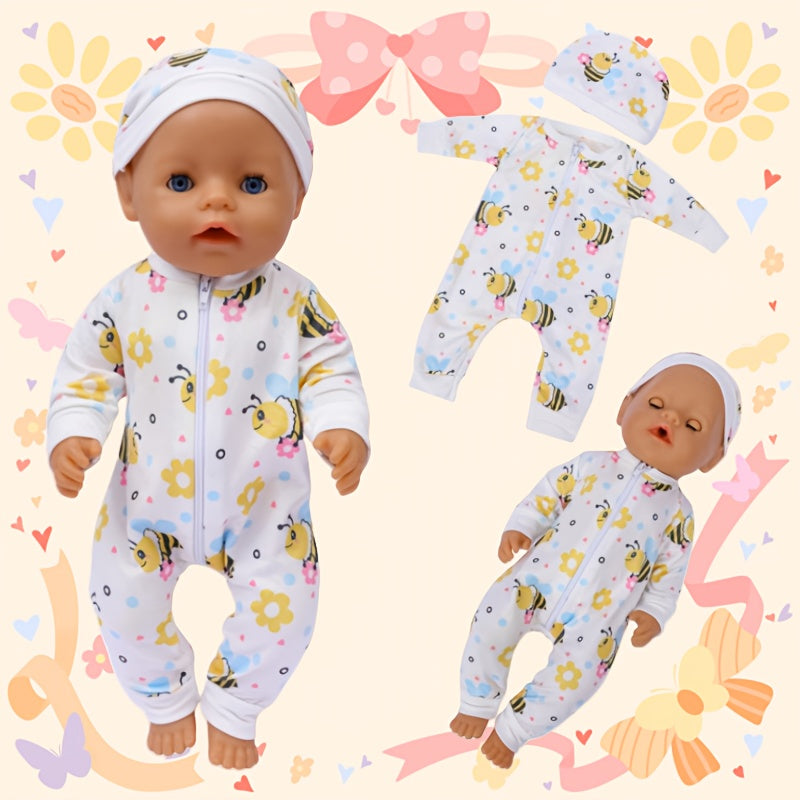 Bee and Flower 2pcs Pajama Set for 17-18 Inch Dolls