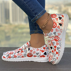 Love Pattern Lace-up Skate Shoes for Women