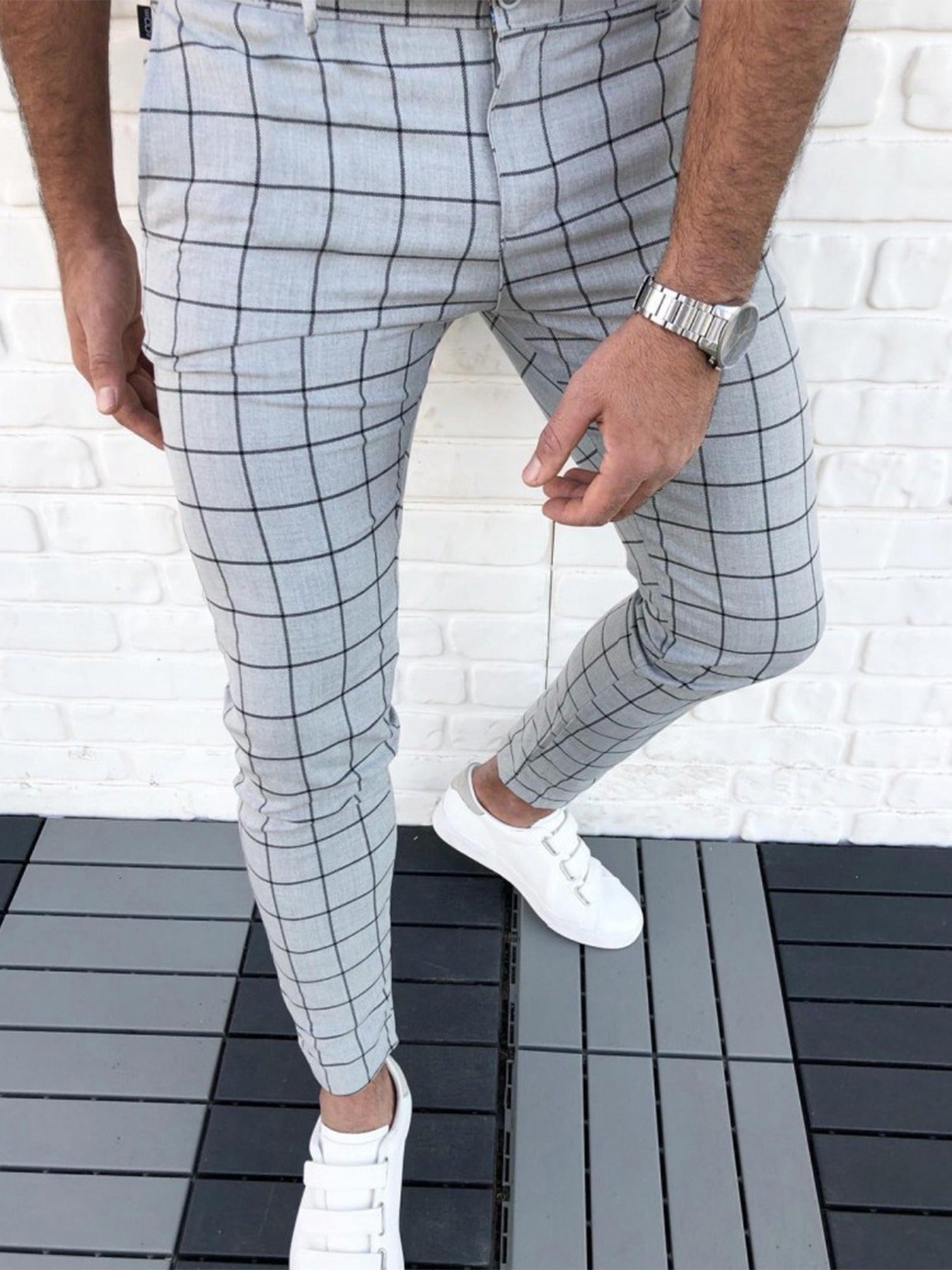 Men's Checkered Slim Fit Pants