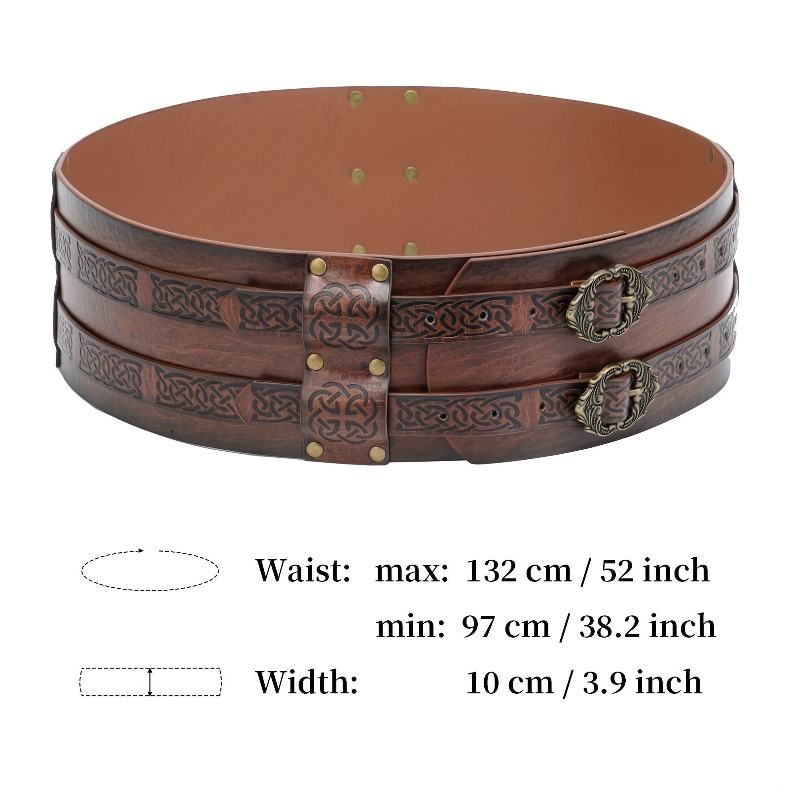 Nordic Viking Style Wide Leather Belt Medieval Girdle
